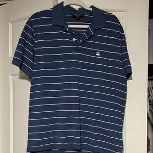 Brooks Brothers Blue Polo with Burgundy and White Stripes Sz L